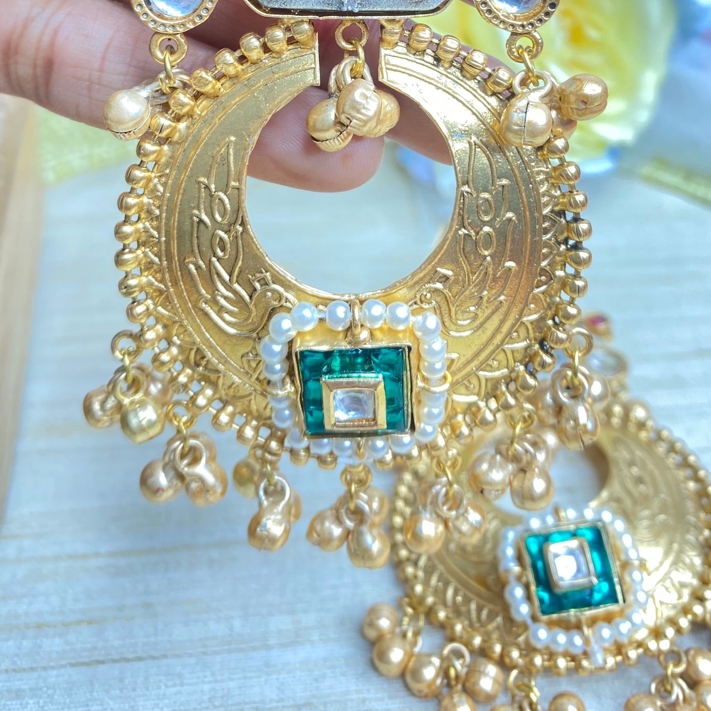 Peacock glory long earrings