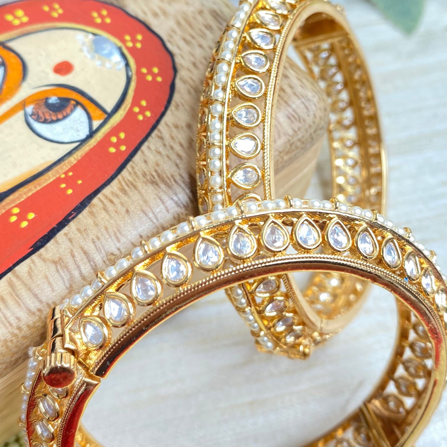 Pearl kundan bangles