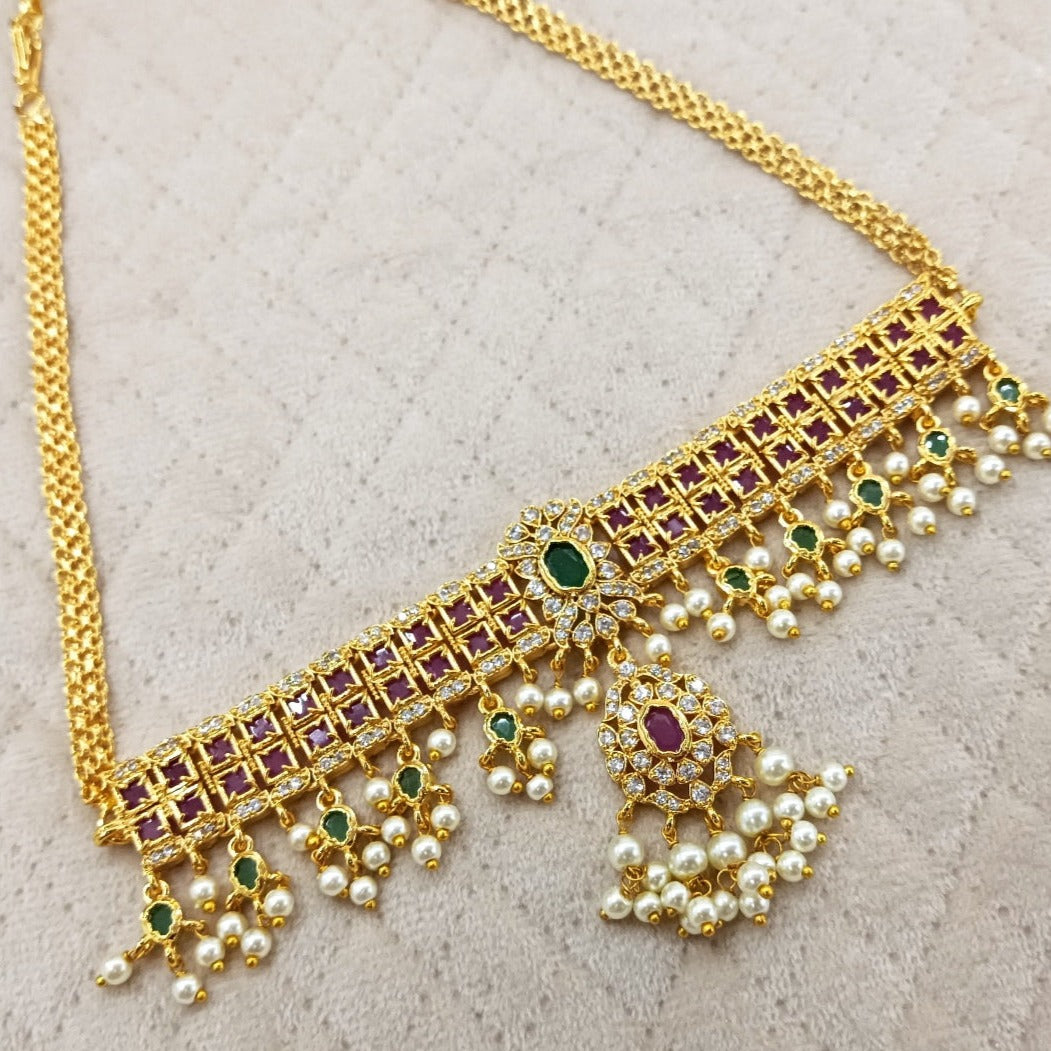 Golden Pearl Choker Set