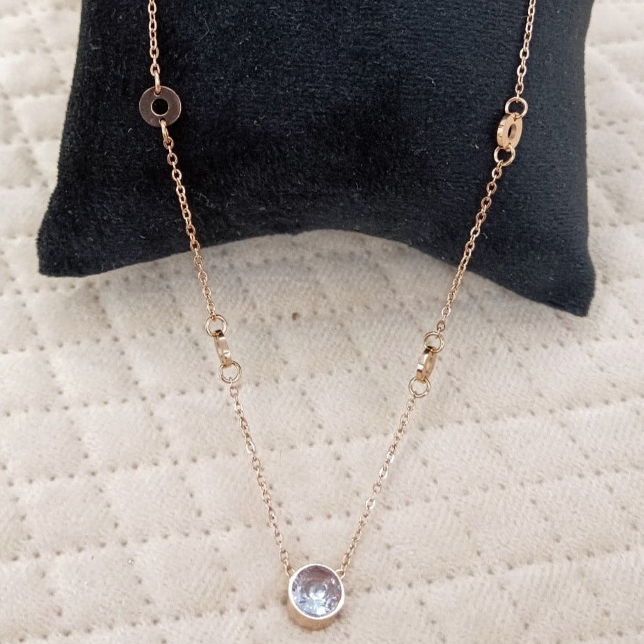 Rose Gold Solitaire Necklace