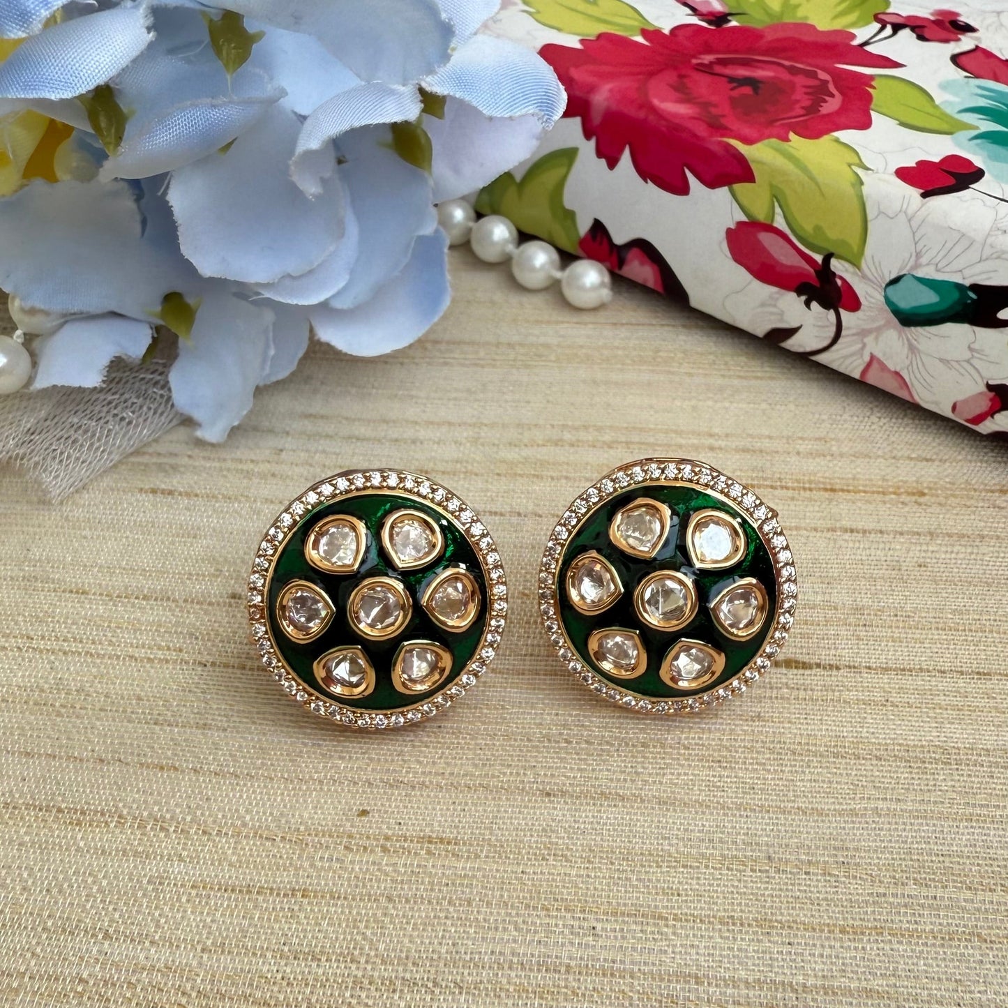 Aurora Moissanite Enamel Studs