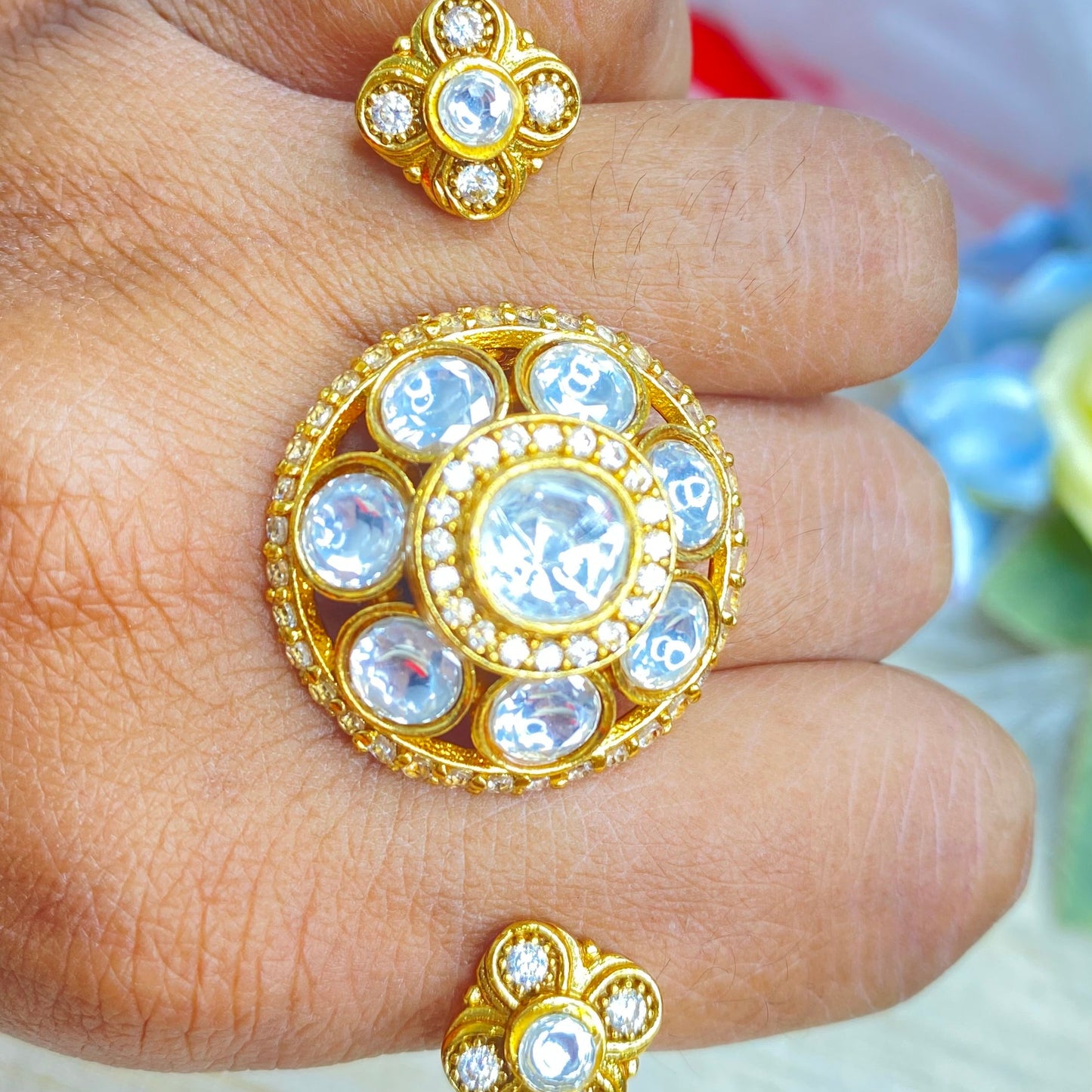 Floral double finger Kundan ring*