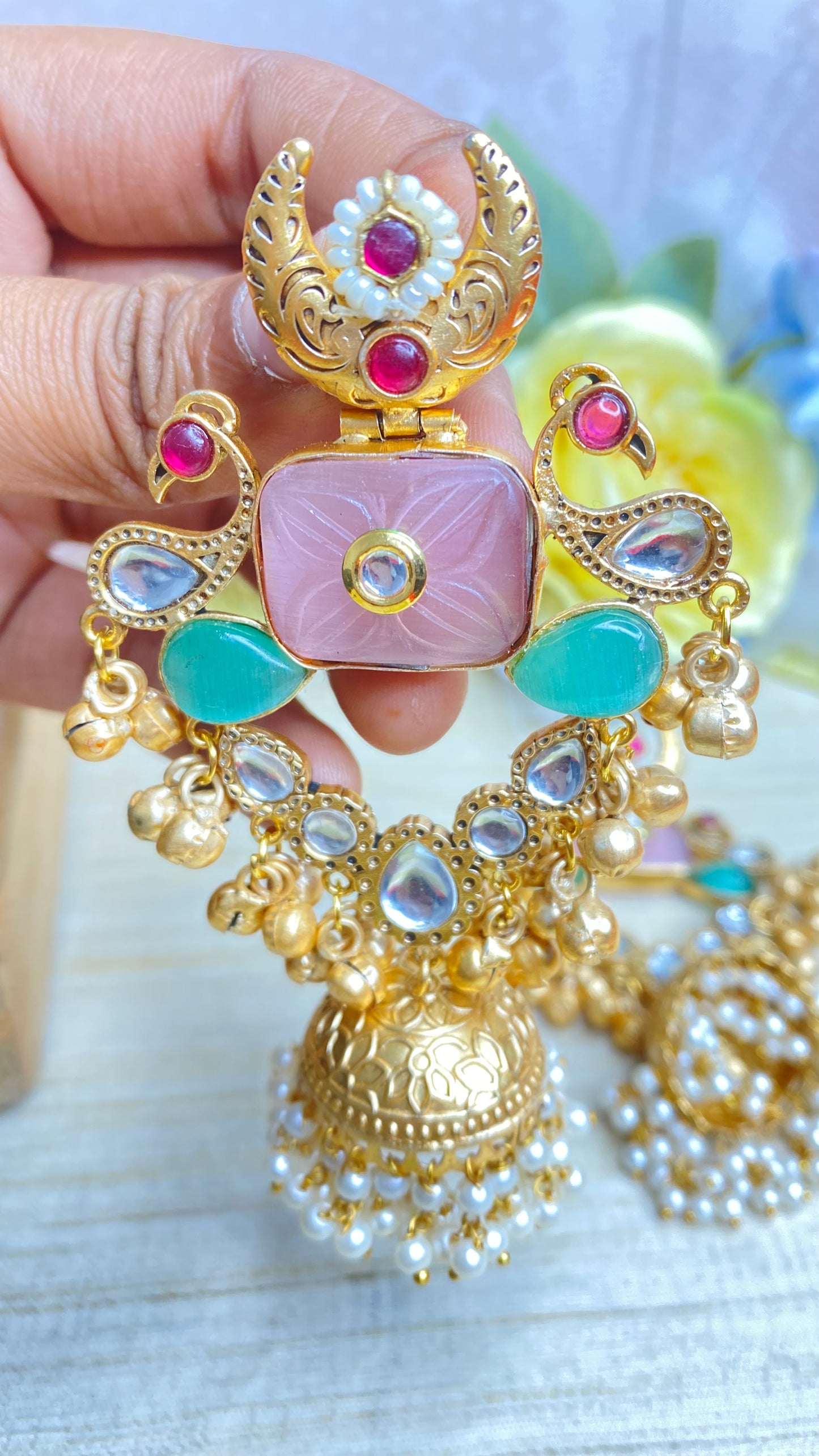 Peacock glory jhumkas