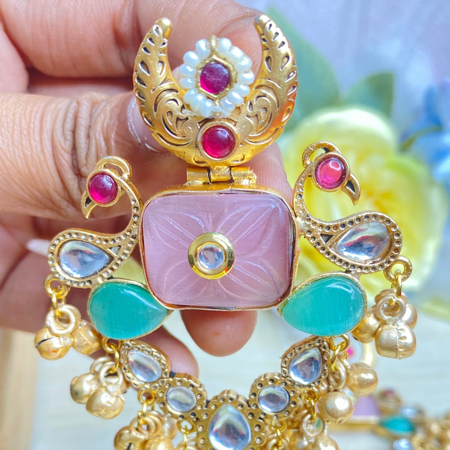 Peacock glory jhumkas