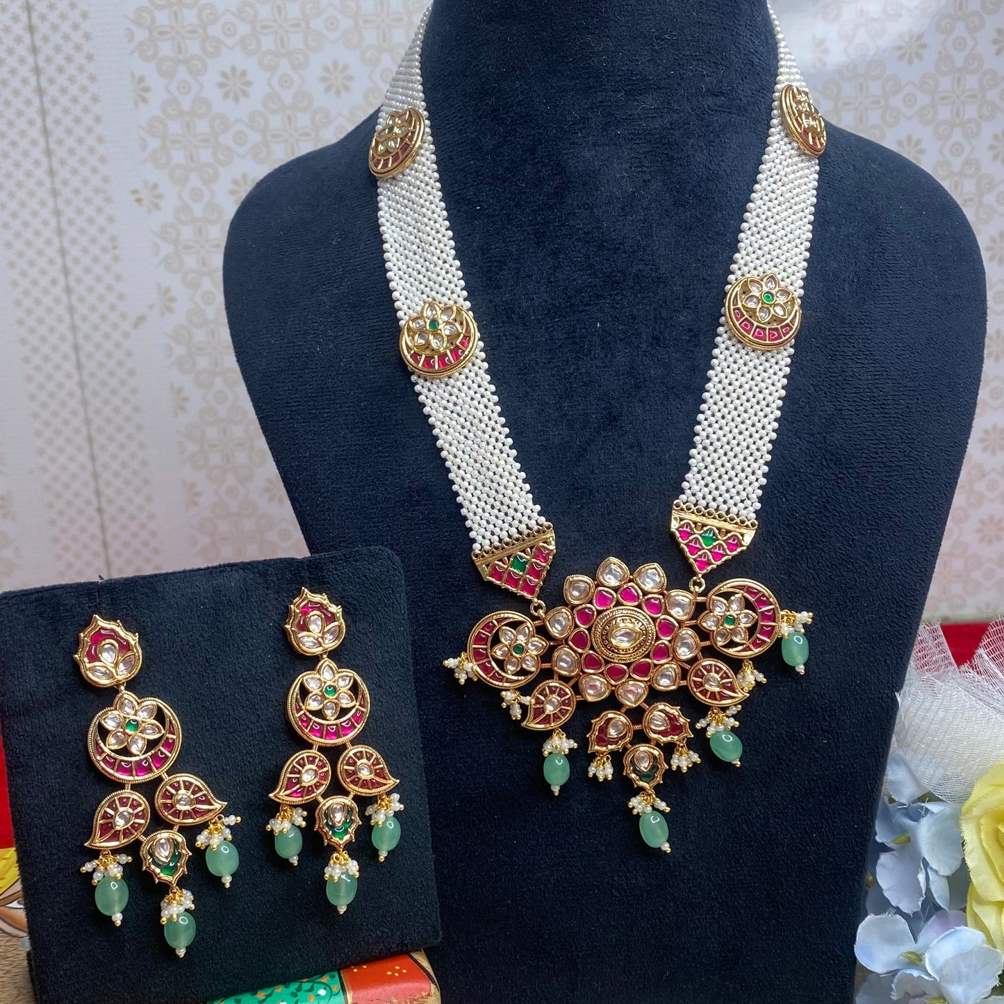 Long Pearl necklace set
