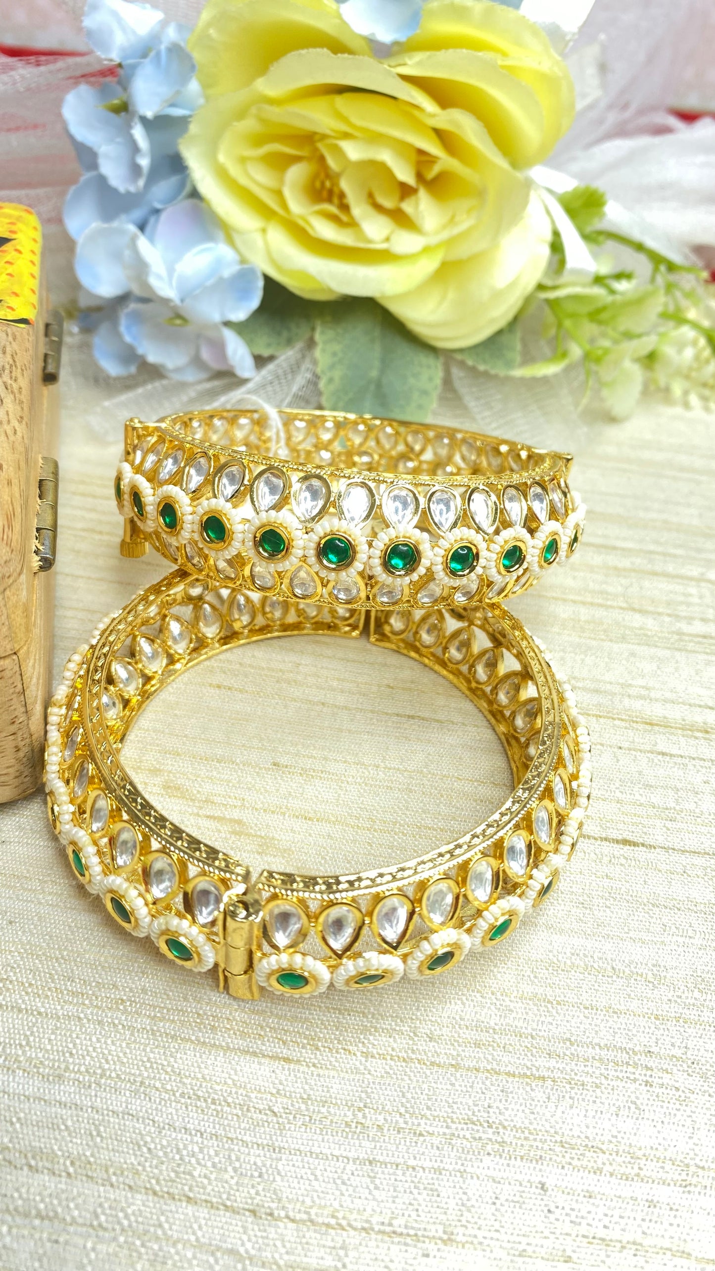 Beautiful kundan Pearl bangles