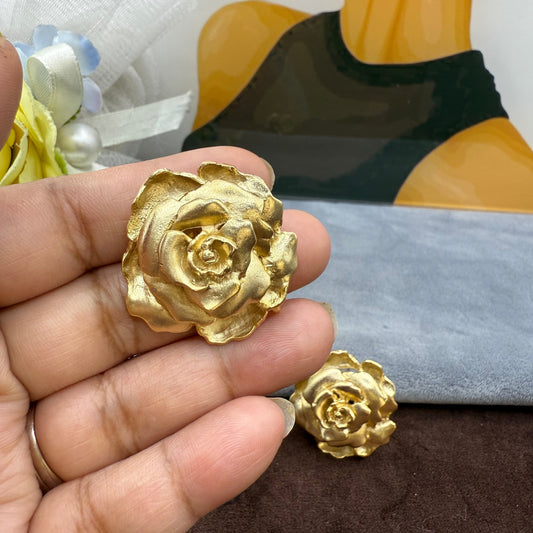 Golden bloom 3D Rose earrings- Western Chik Collection
