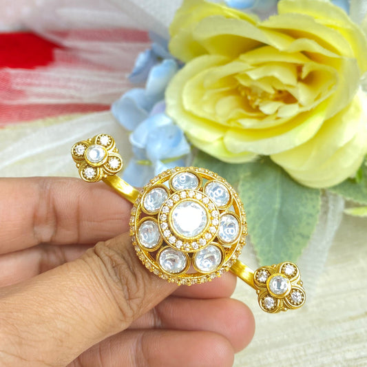 Floral double finger Kundan ring*