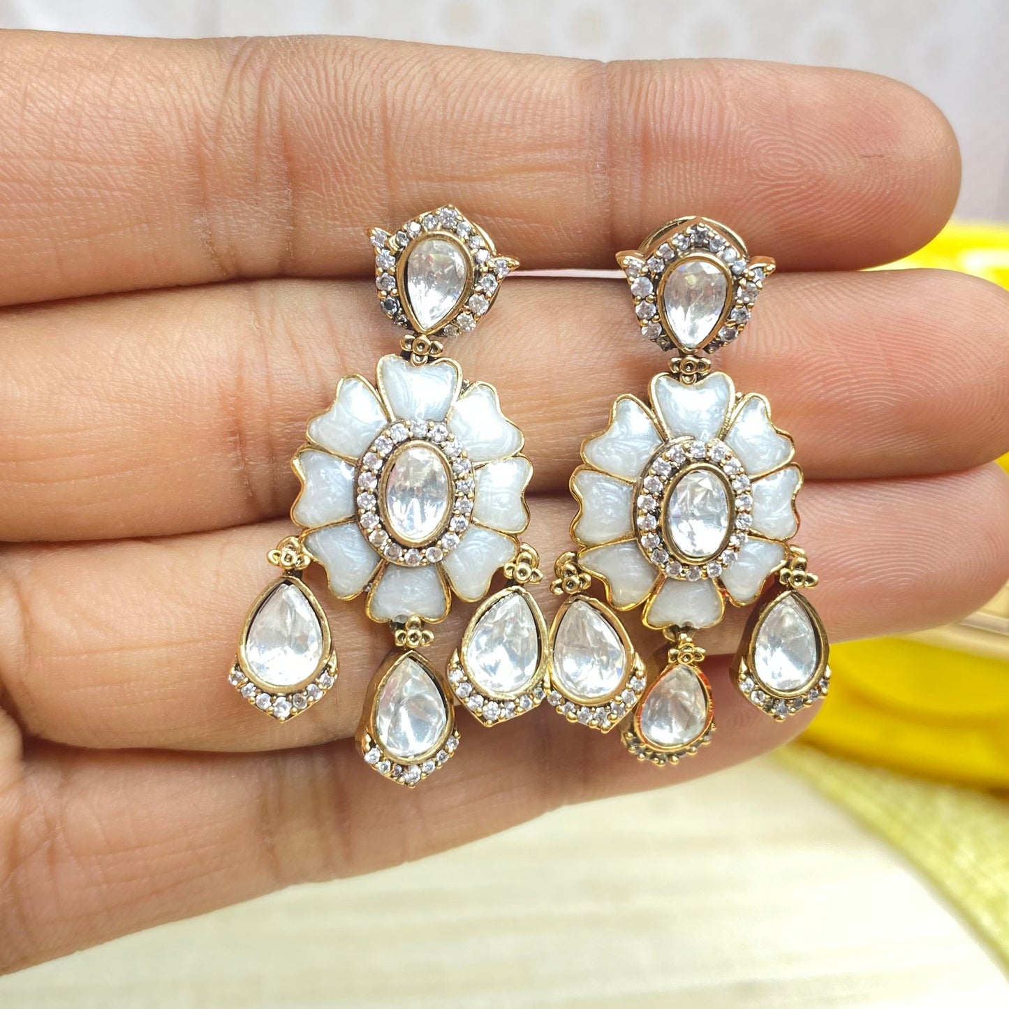Kundan jhumki earrings
