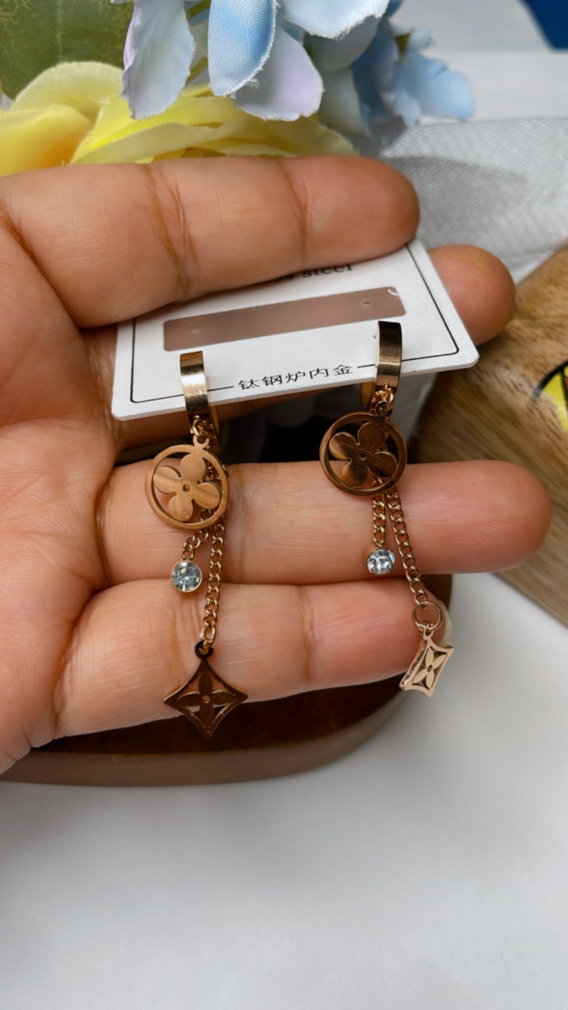 Anti tarnish long T earrings