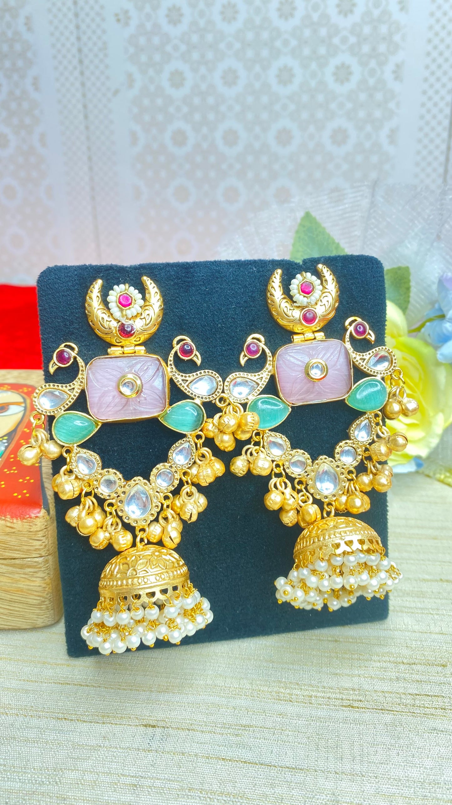 Peacock glory jhumkas