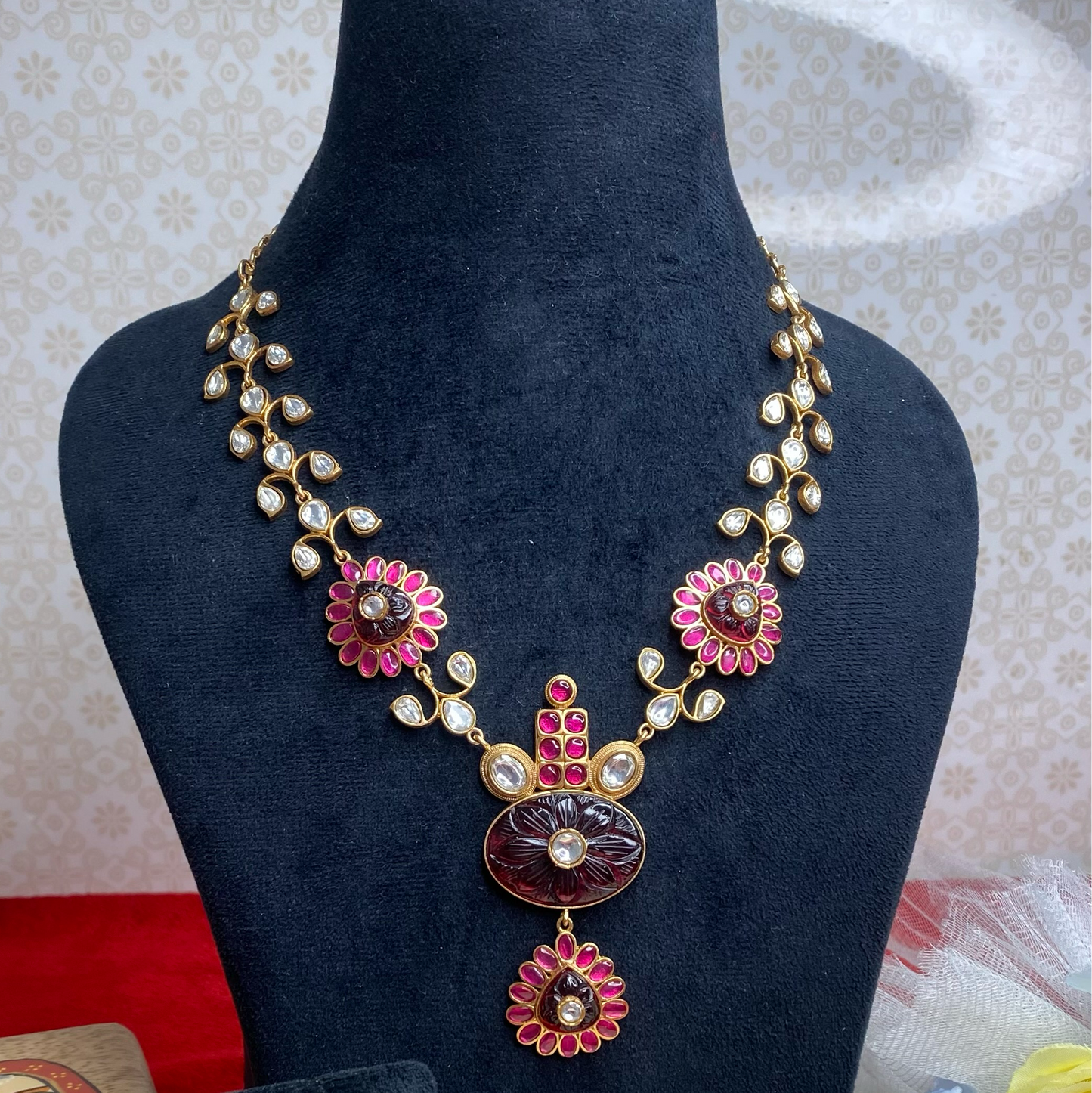 Kundan long necklace set