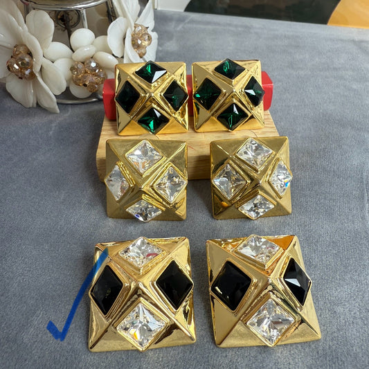 Royale Geometric Statement Earrings – Anti Tarnish Gold Party Studs