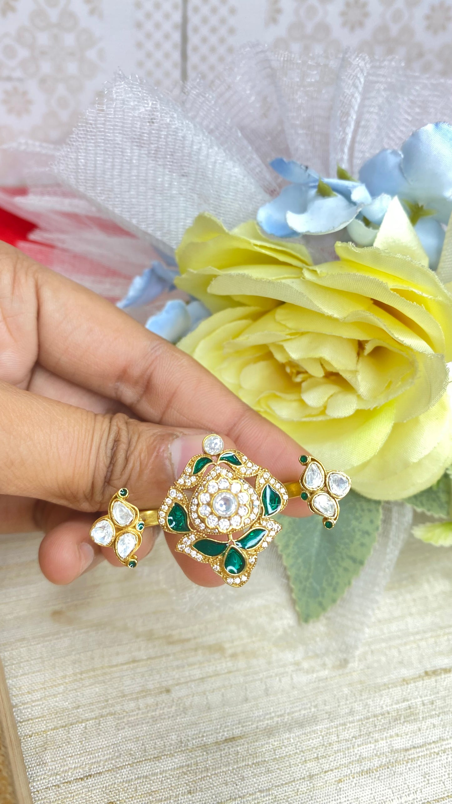 Bridal double finger kundan ring*