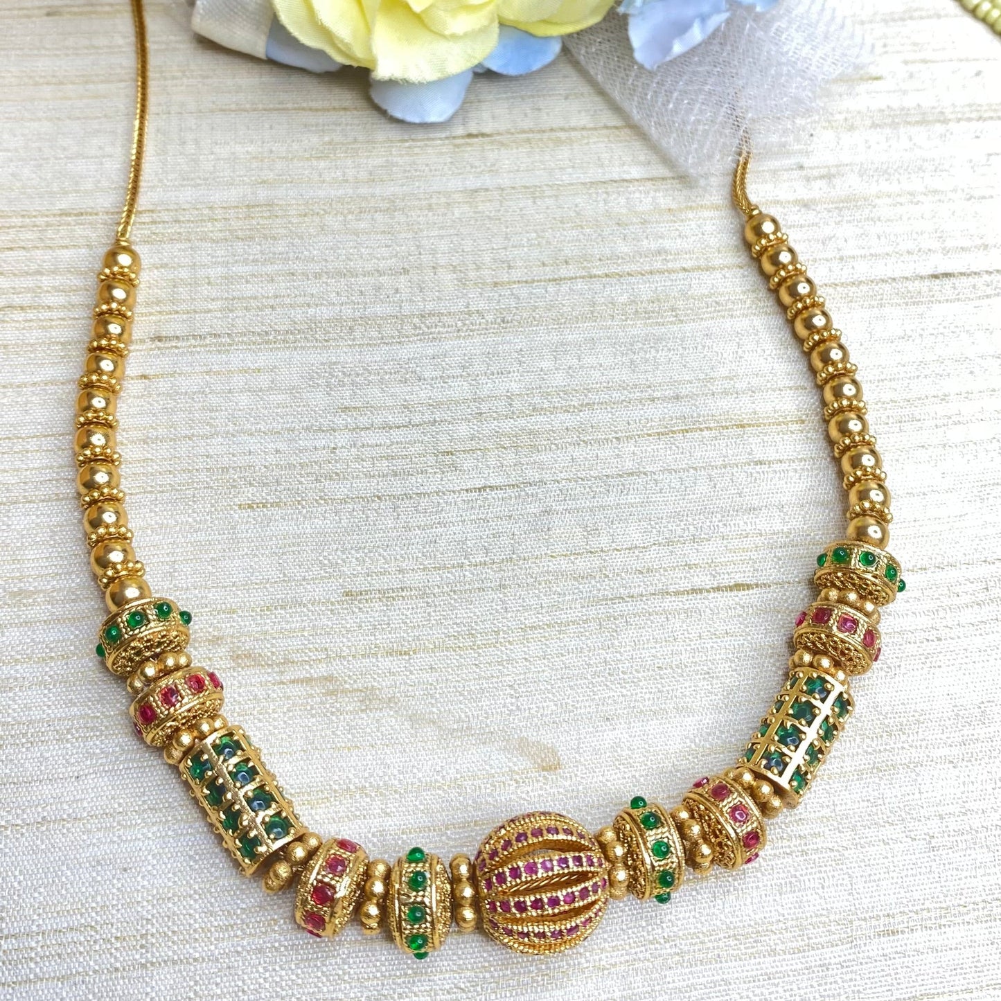 Antique finish long necklace