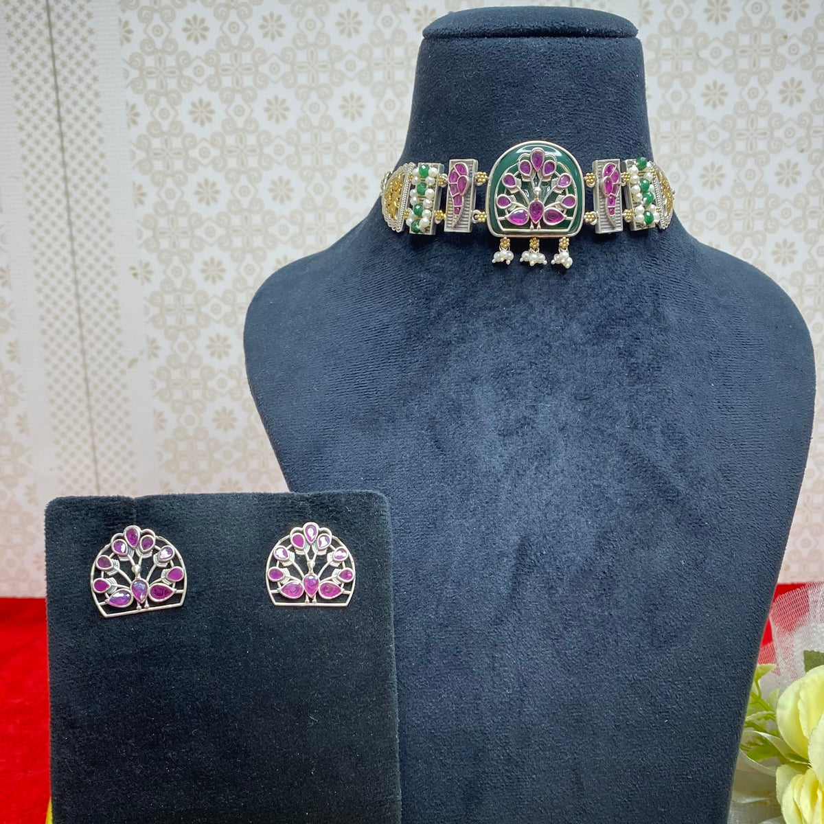 Oxidised choker necklace