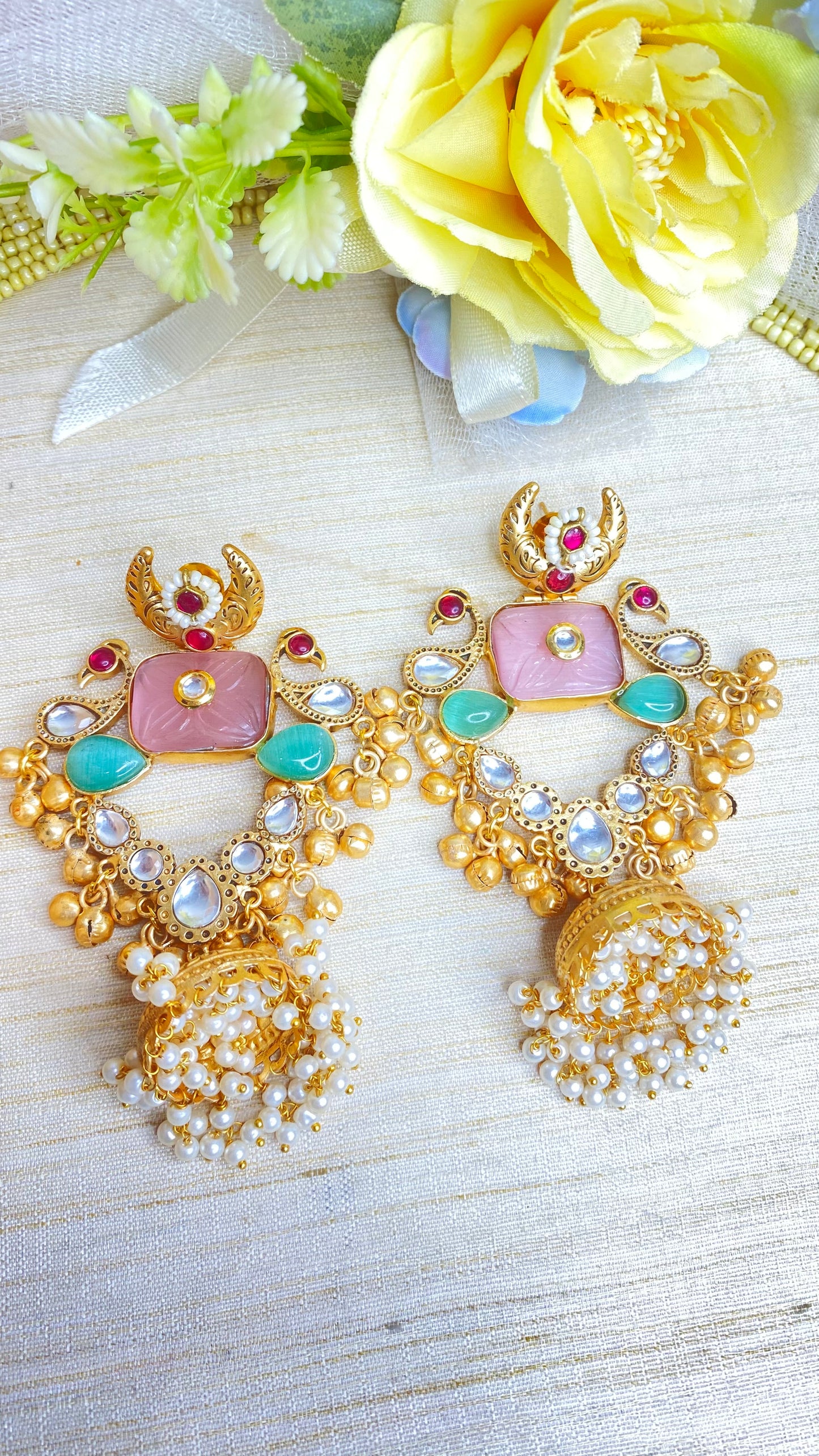 Peacock glory jhumkas