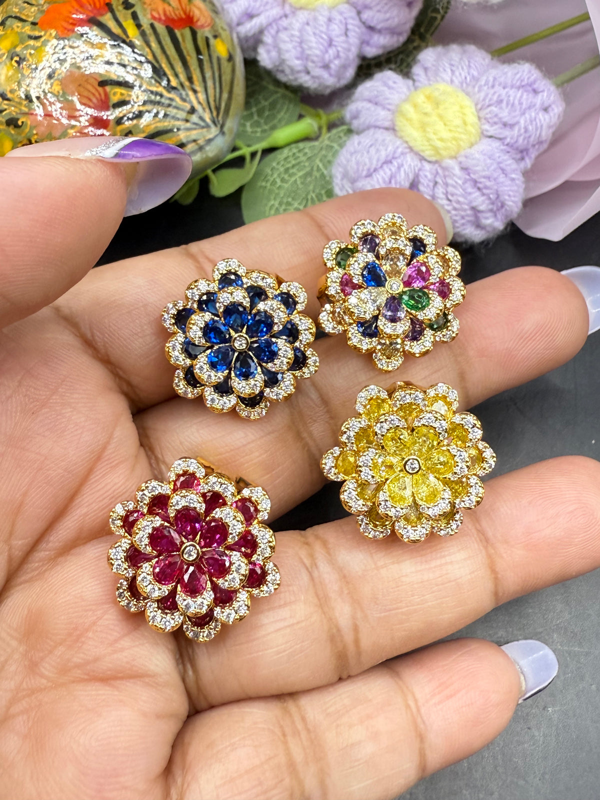 Hazoorilal inspired floral studs