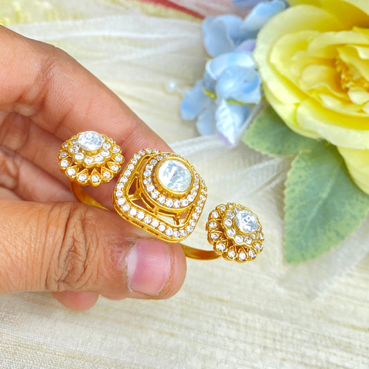 Contemporary Kundan linked ring