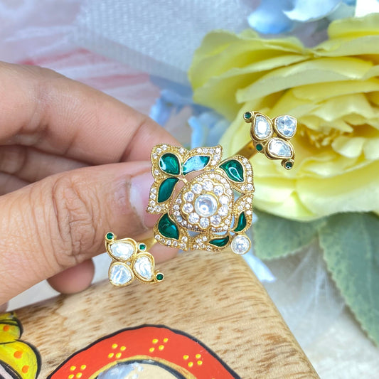 Bridal double finger kundan ring*