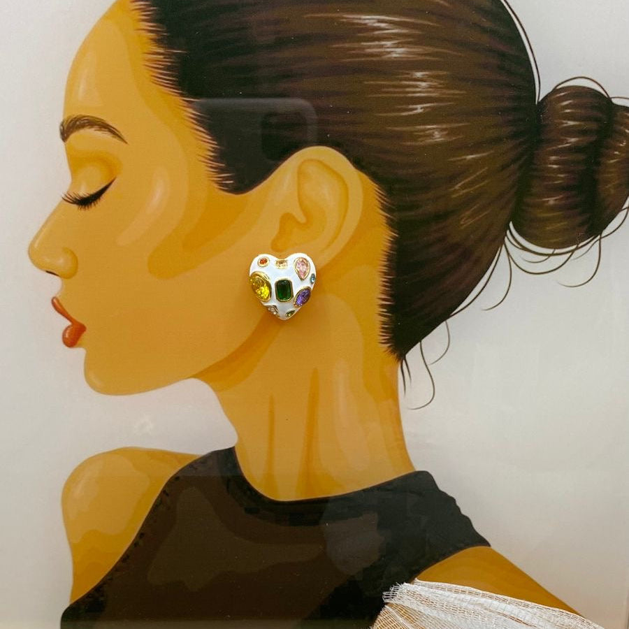 Cupid Prism Heart Stud Earrings – Valentine Special Multi-Stone Jewellery | Senoritabyparnita