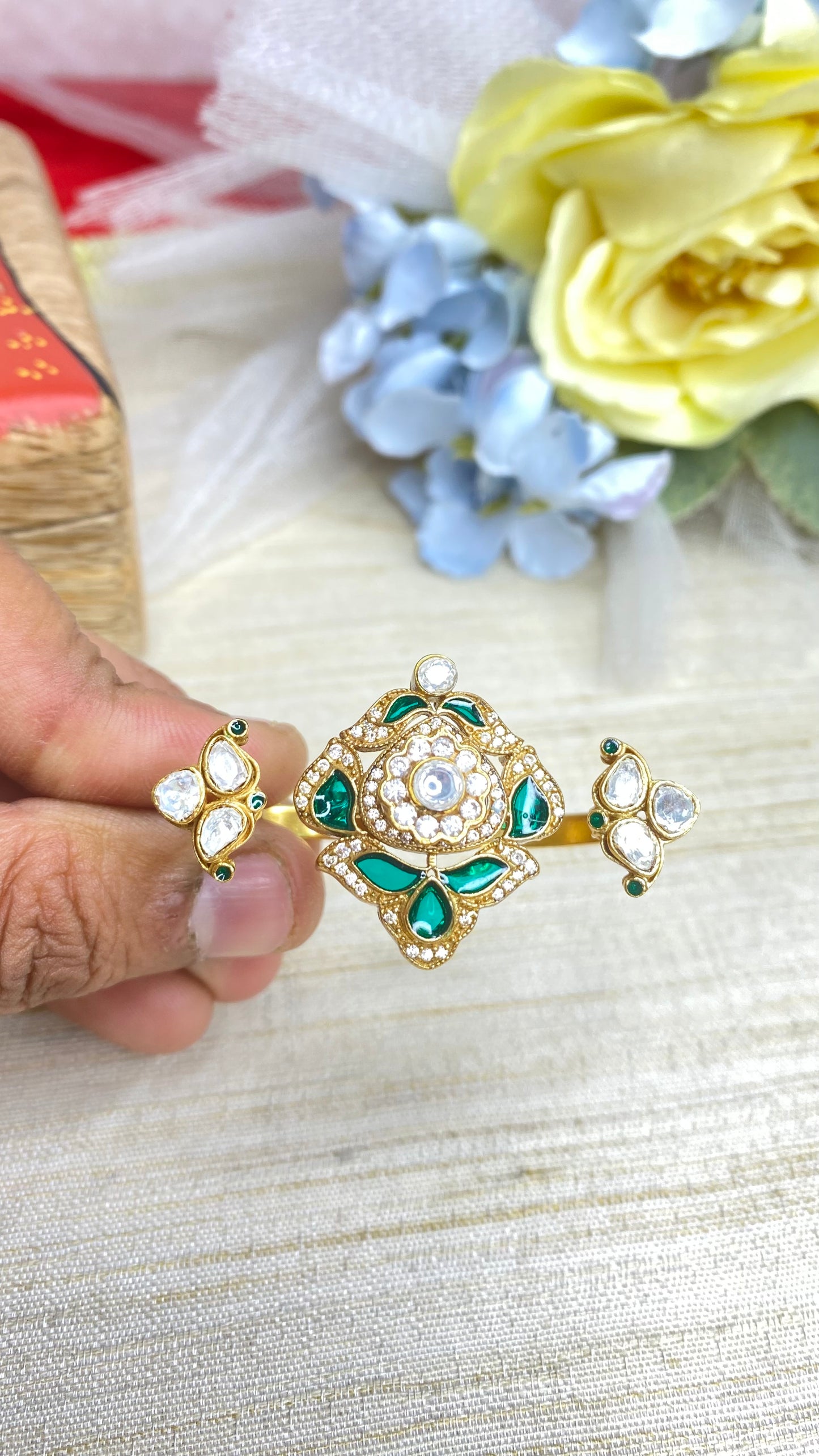 Bridal double finger kundan ring*