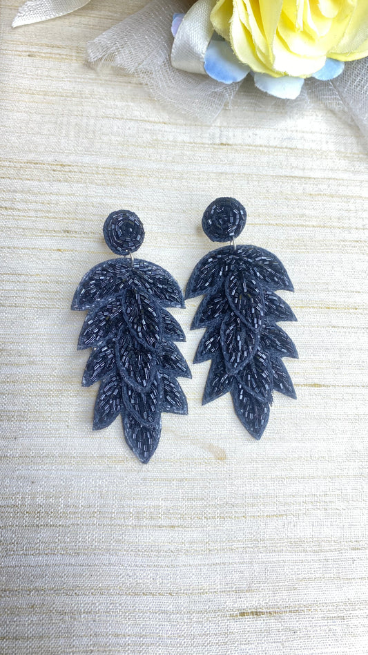 Black leaf earrings
