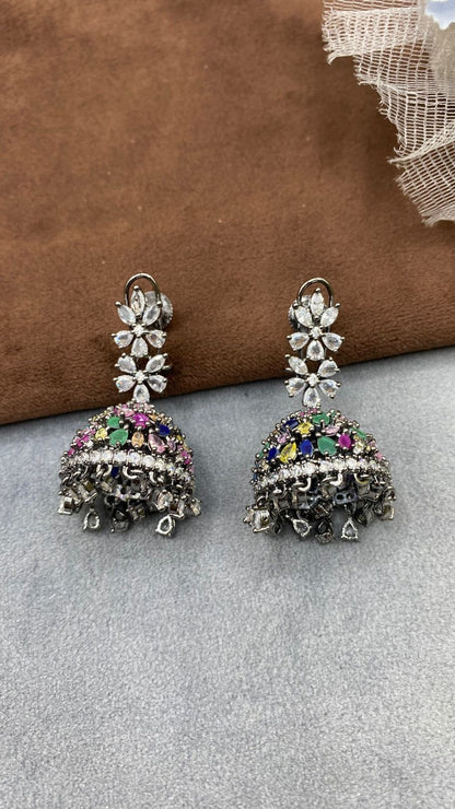 Noir Bloom Multicolour Jhumka Earrings ❤️