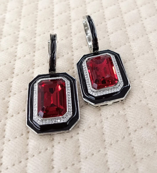 Rectangle Swarovski Hoop Earrings