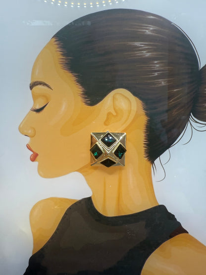 Royale Geometric Statement Earrings – Anti Tarnish Gold Party Studs
