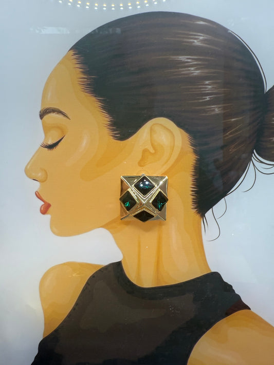Royale Geometric Statement Earrings – Anti Tarnish Gold Party Studs
