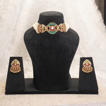 Aarini Pearl & Kundan Choker Necklace Set