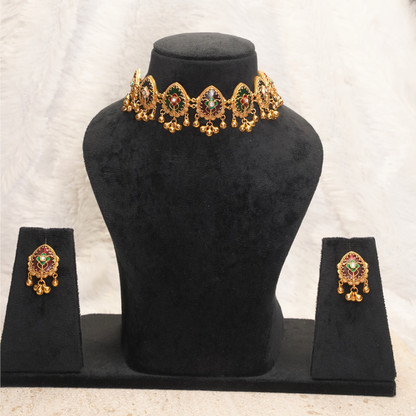 Vaanya Antique Temple Choker Necklace Set