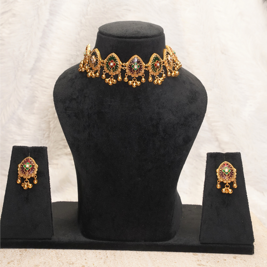 Vaanya Antique Temple Choker Necklace Set