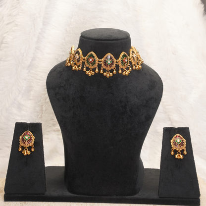 Vaanya Antique Temple Choker Necklace Set