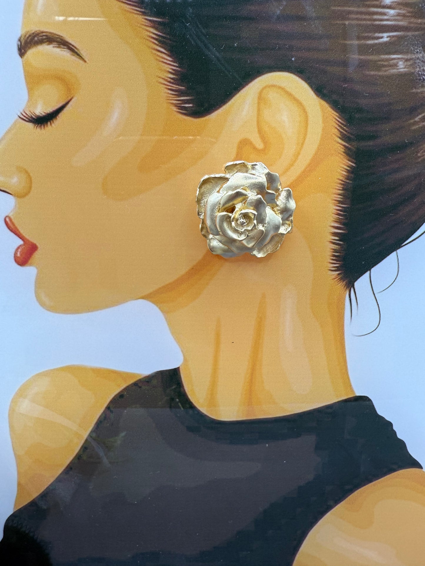 Golden bloom 3D Rose earrings- Western Chik Collection