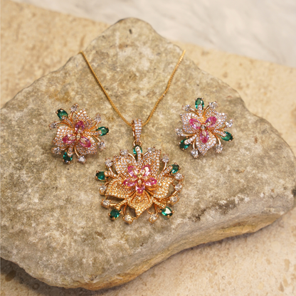 Gulnaar heritage bloom Pendant Set