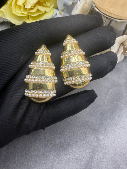 Golden Pearl Luxe Teardrop Statement Earrings