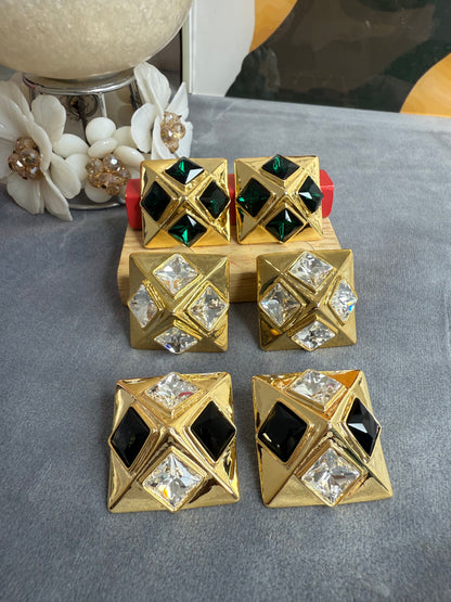 Royale Geometric Statement Earrings – Anti Tarnish Gold Party Studs
