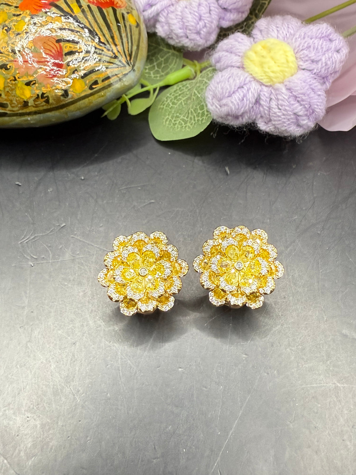 Hazoorilal inspired floral studs