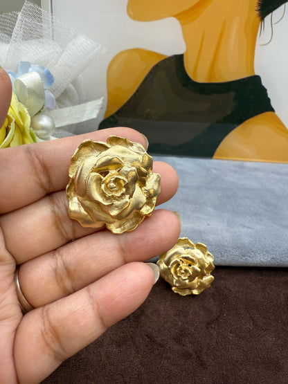 Golden bloom 3D Rose earrings- Western Chik Collection