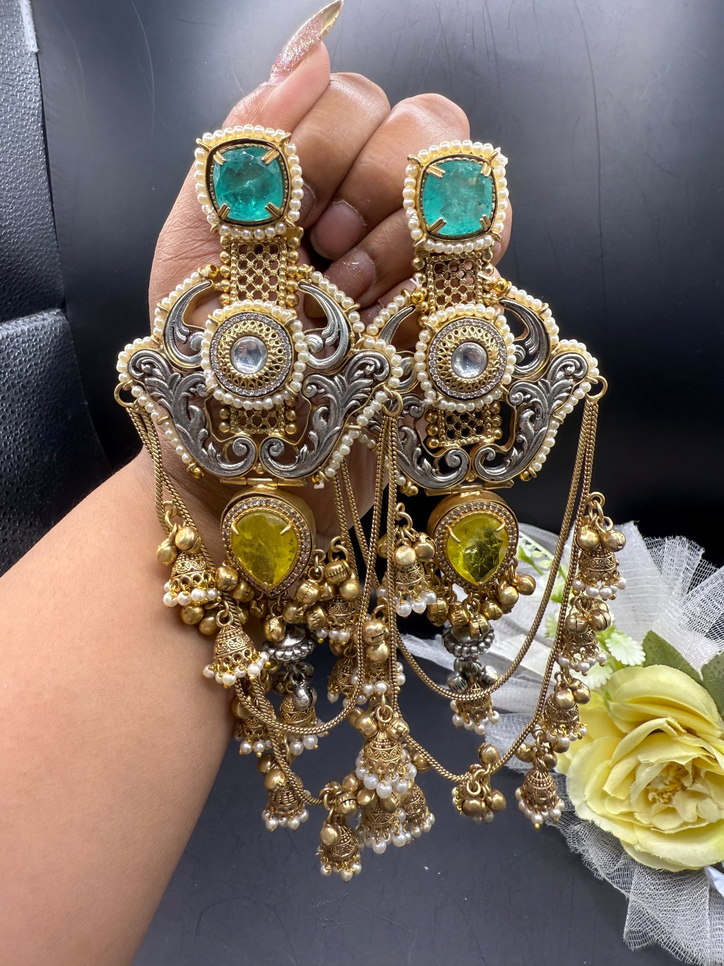 Noor Dual Tone Earrings