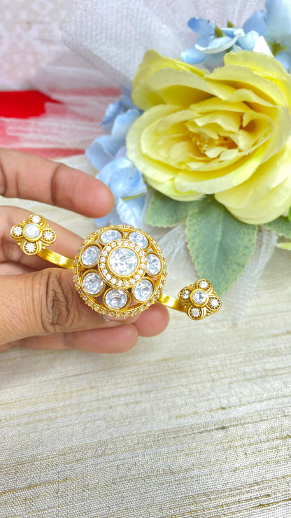 Floral double finger Kundan ring