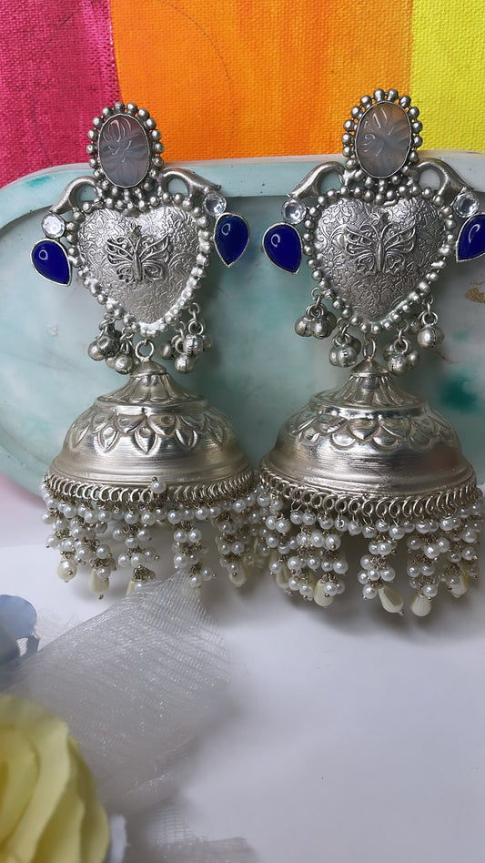 Silver Plated Love Jhumkas