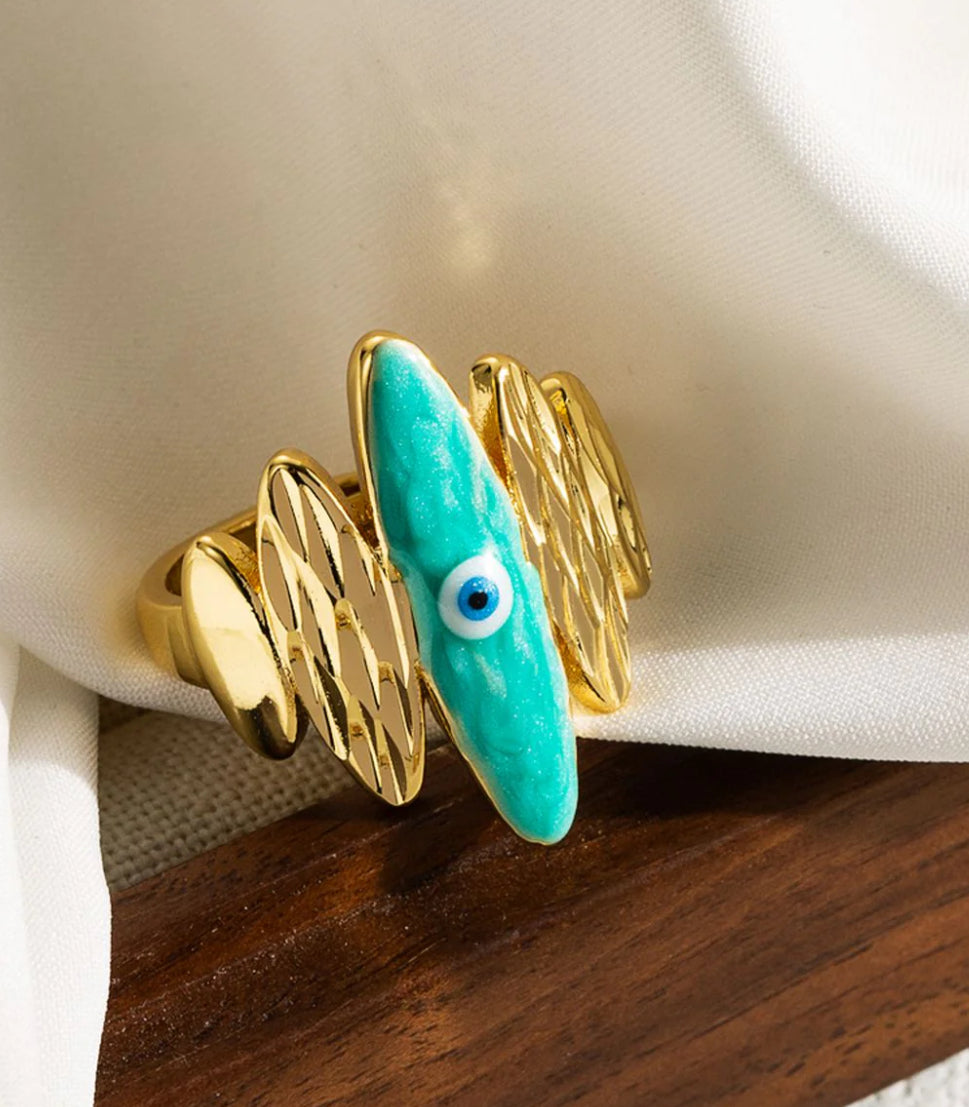 Designer evil eye ring