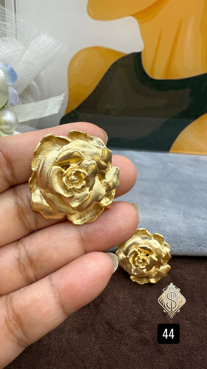 Golden bloom 3D Rose earrings- Western Chik Collection