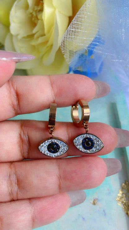 Evil eye anti tarnish earrings