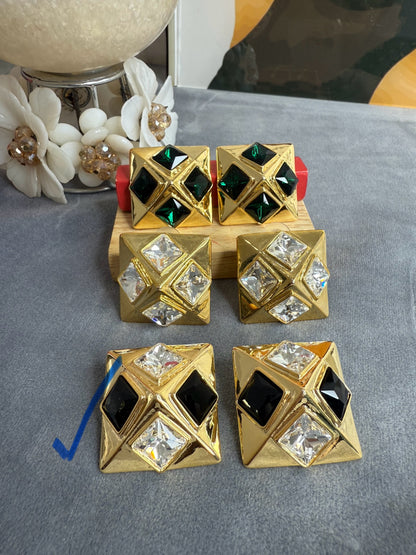 Royale Geometric Statement Earrings – Anti Tarnish Gold Party Studs