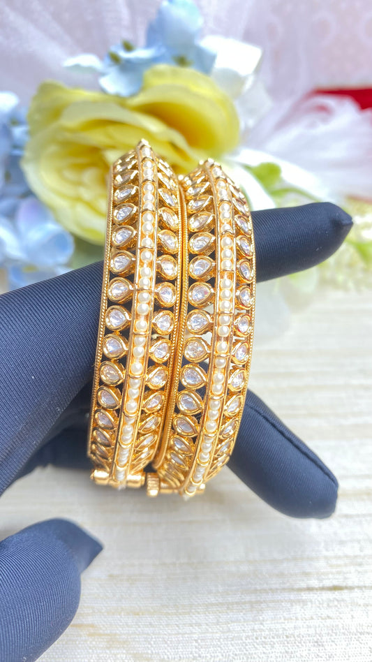 Pearl kundan bangles