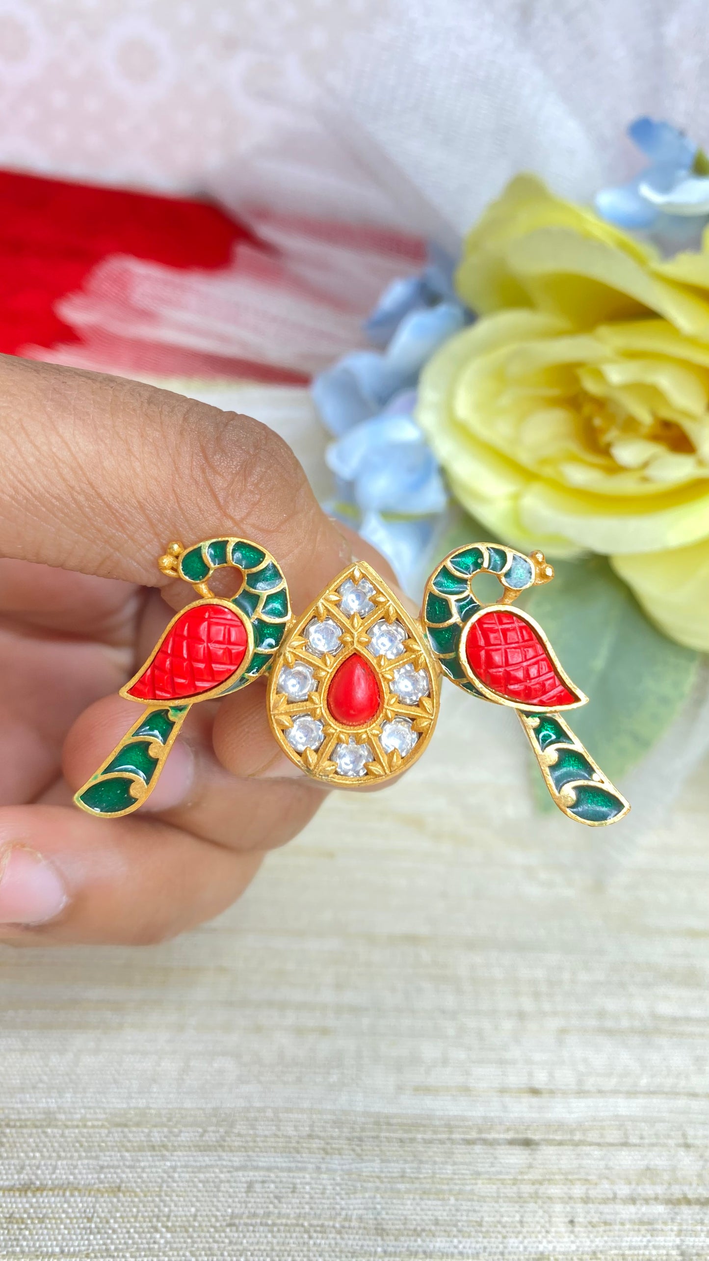 Amrapali-inspired peacock ring